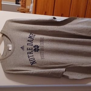 NOTRE DAME short sleeve tee. ADIDAS 2xl Grey with black print